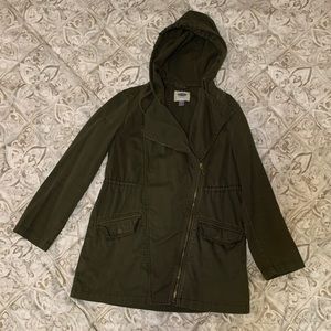Olive green spring jacket with hood